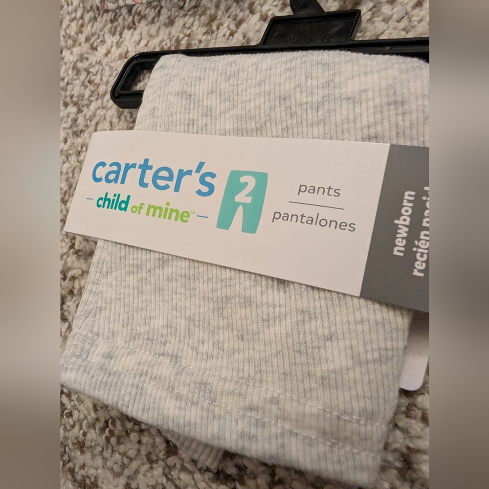 3 NWT Carters Newborn Pants Floral Purple Ruffle Grey - Picture 4 of 4